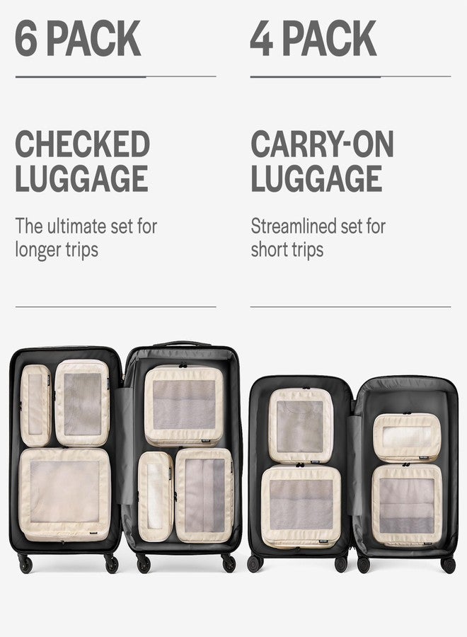Aerotrunk مكعبات ضغط التعبئة للسفر من أيروترانك - حقائب تنظيم الأمتعة - مكعبات تعبئة بسحاب مزدوج للحقائب (عبوة من 4 قطع، بيج) - Image 4